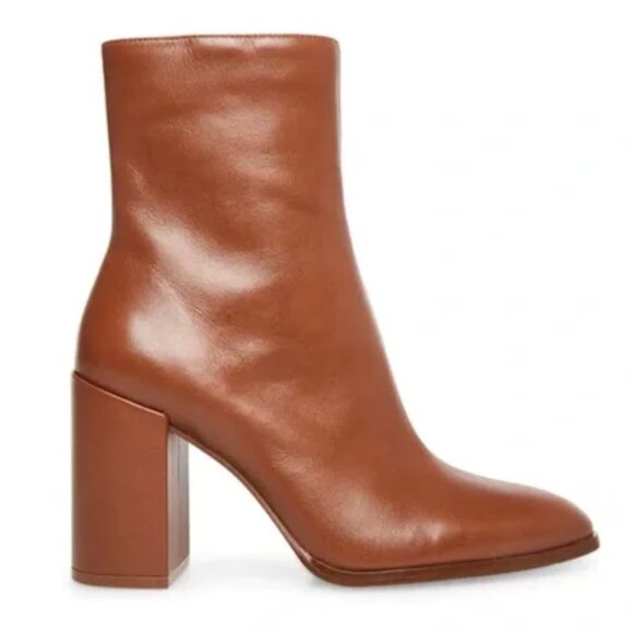 Steve‎ Madden Womens 11M Trudy Cognac Brown Leather Ankle Boots Shoes - Picture 2 of 2